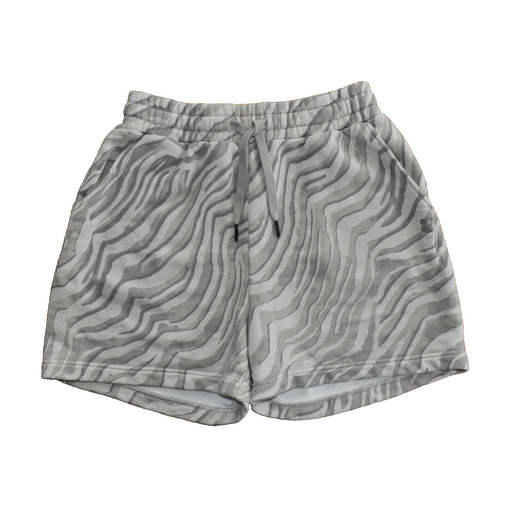 A2 Flawless SWEATY BETTY Essentials Gray Zebra Print Fleece Shorts Size S (4-6)